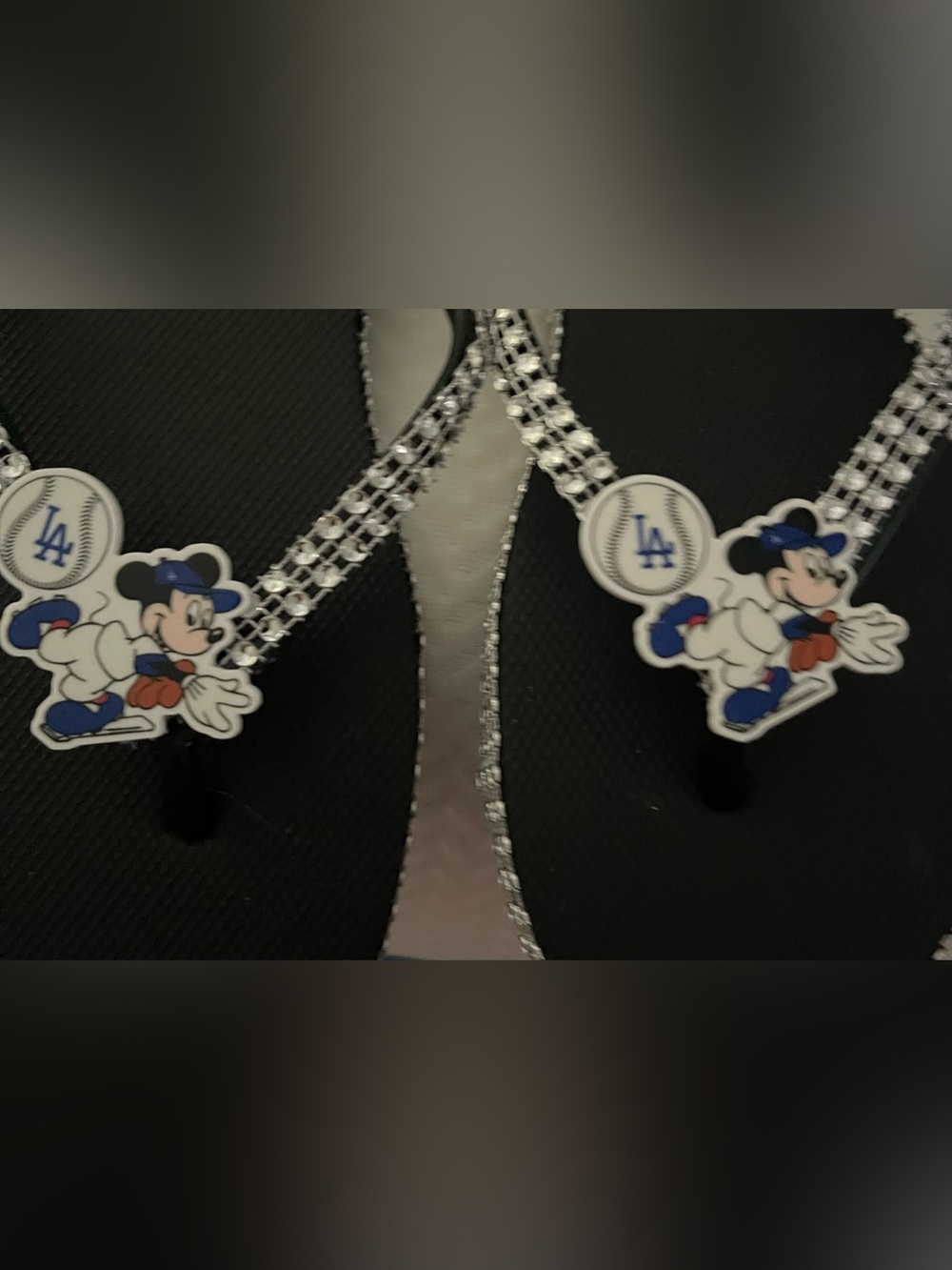 Mickey Mouse LA Dodgers Bling Flip Flops
